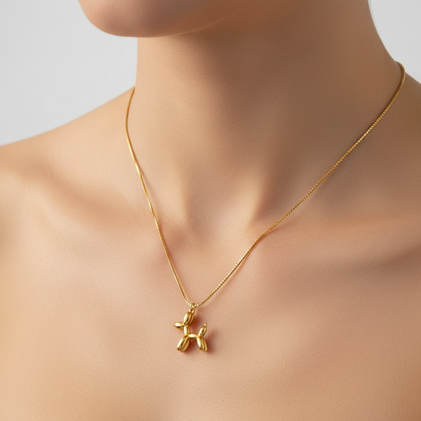 18K Gold Plated Titanium Steel Puppy Shape Pendant Necklace Necklaces & Pendants