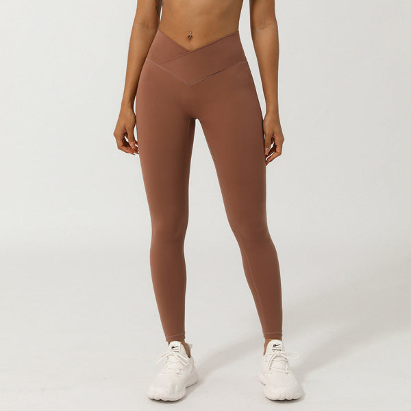 Cross V Shaped Yoga Cropped Pants Without T Line Peach Hip Lifting Fitness Quick Drying Sports Activewear Pants