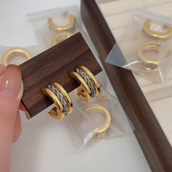 Veile Studios Knot Chain Female Niche Semi Circular Shaped High End Earrings