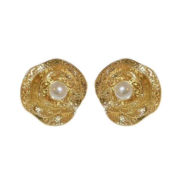 Veile Studios Silver Needle Middle Ages Flower Pearl Alloy Imitation Earrings