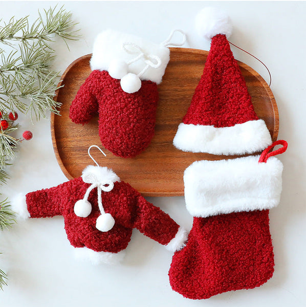 Santa Yuan New Christmas Clothing Socks Hat Ornament Tree Decoration Window Hanging Decorations Accessories Seasonal Decorations
