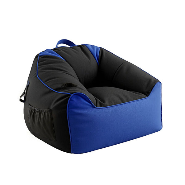 Artiss Gaming Bean Bag Chair Cover Blue/Black Splash Proof Side Pockets Bean Bags & Inflatables