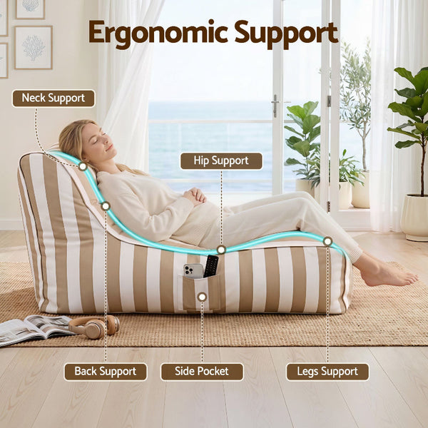 Artiss Taupe Outdoor Splash Proof Bean Bag Chair Cover (No Filler) Bean Bags & Inflatables