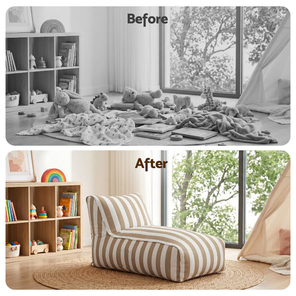 Artiss Taupe Outdoor Splash Proof Bean Bag Chair Cover (No Filler) Bean Bags & Inflatables