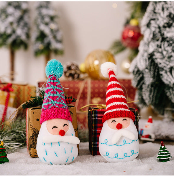 Christmas Decoration Cartoon Striped Pom Hanging Ornament Pointed Hat Old Man Head Tree Seasonal Decorations
