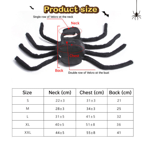 Spider Back Design Pet Halloween Costume Fits Cats Small/Medium Dogs Puppies Dog Clothing & Shoes