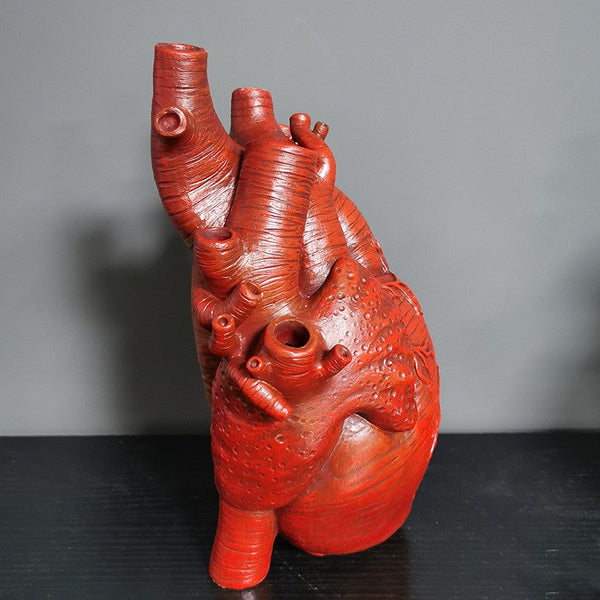 Heart Vase Resin Ornament Model Room Countertop Living Dining Table Dry Flower Arrangement Vases