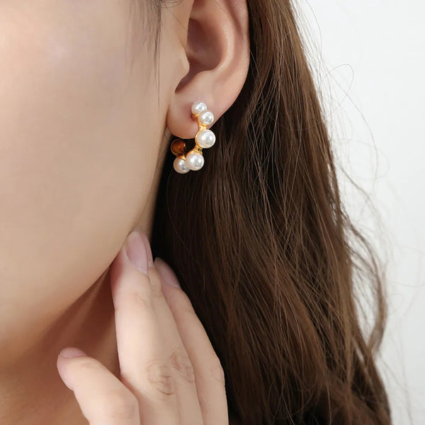 Synthetic Pearl 18K Gold Plated Earrings