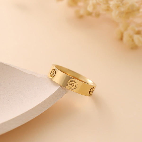 Veile Studios Cross Printed Metal Style Ring For Women Minimalist Design Fashion Jewellery Rings