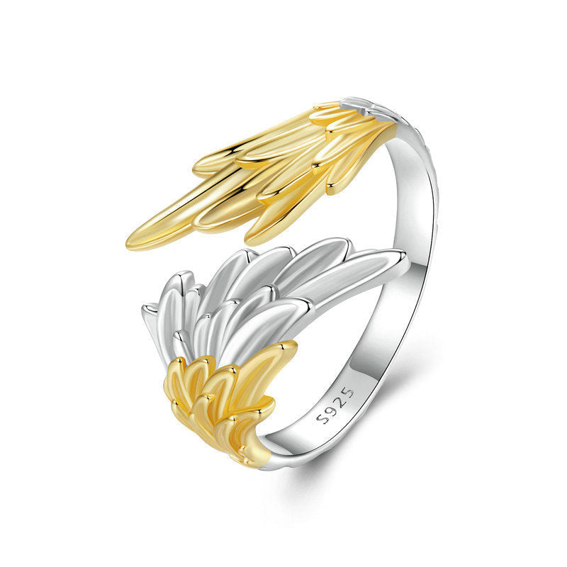 Veile Studios Original 14K Gold Plated Wing Opening Ring For Men And Women In Silver Rings