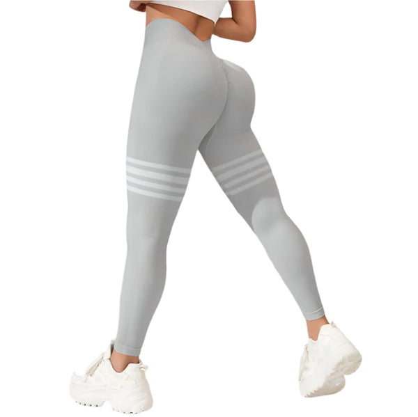 Tight Fit High Waisted Sports Fitness Womens Yoga Seamless Striped Hip Lifting Pants