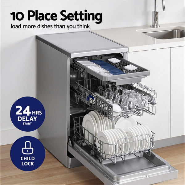 Devanti 10 Place Settings Freestanding Dishwasher Silver Dishwashers