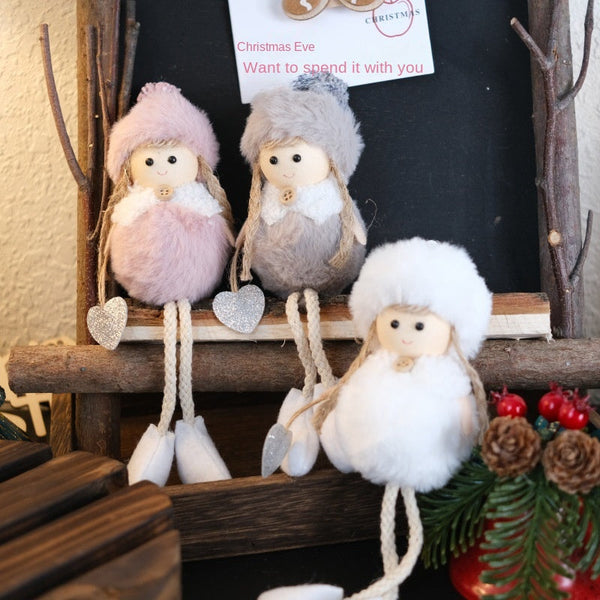 Christmas Angel Doll Decorative Plush Hanging Ornament For Tree Hotel Bar Counter Decoration Gift Box Accessories Seasonal Decorations