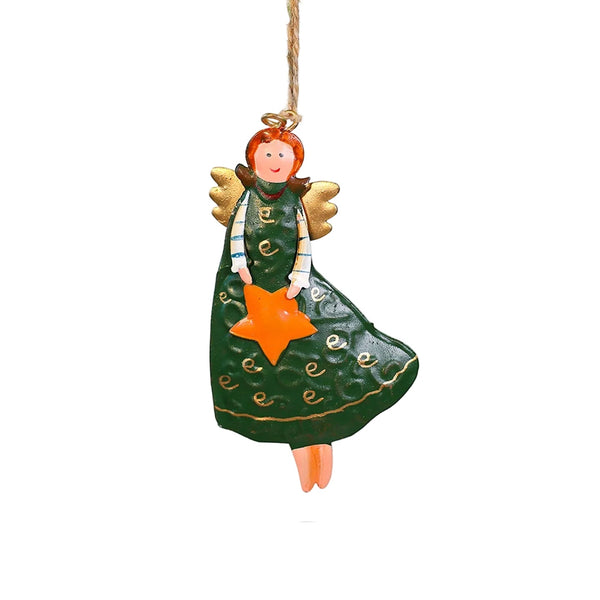 Rustic Vintage Iron Christmas Angel Girl Ornament American Country Style Christmas Tree Decoration Seasonal Decorations