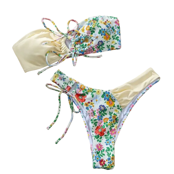Small Floral Halter  Separated Bikini Swimsuit For Women Swimwear