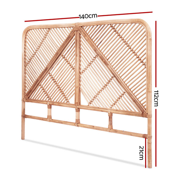 Artiss Bed Headboard Double Bedhead Rattan Fred Pine Headboards & Footboards