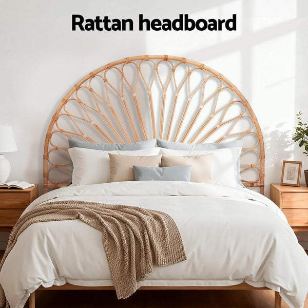 Artiss Bed Headboard Double Bedhead Rattan Mari Pine Headboards & Footboards