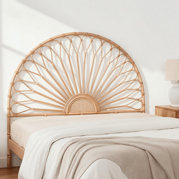 Artiss Bed Headboard Double Bedhead Rattan Mari Pine Headboards & Footboards