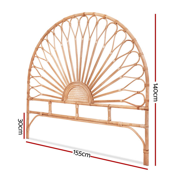Artiss Mari Queen Bed Headboard Rattan Pine Headboards & Footboards