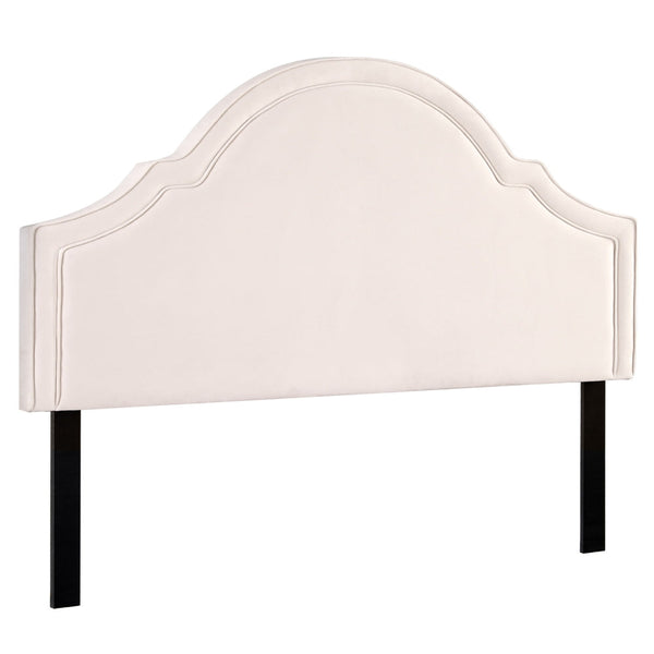 Velvet Fabric Bed Headboard Scalloped Design King Size Home Furniture Headboards & Footboards