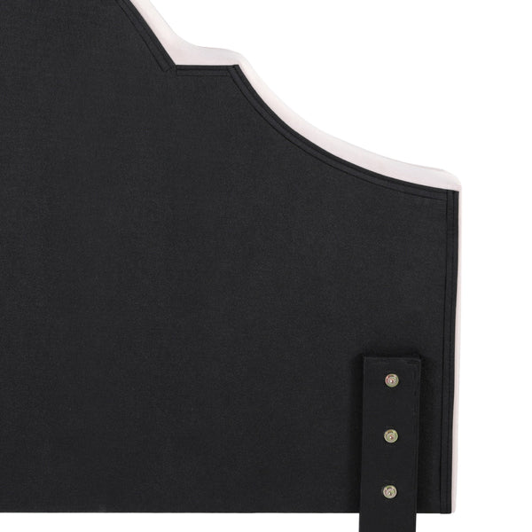 Velvet Fabric Bed Headboard Scalloped Design King Size Home Furniture Headboards & Footboards