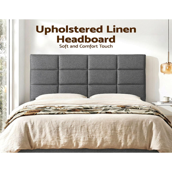 Artiss Double Bed Headboard Charcoal Linen Fabric Headboards & Footboards