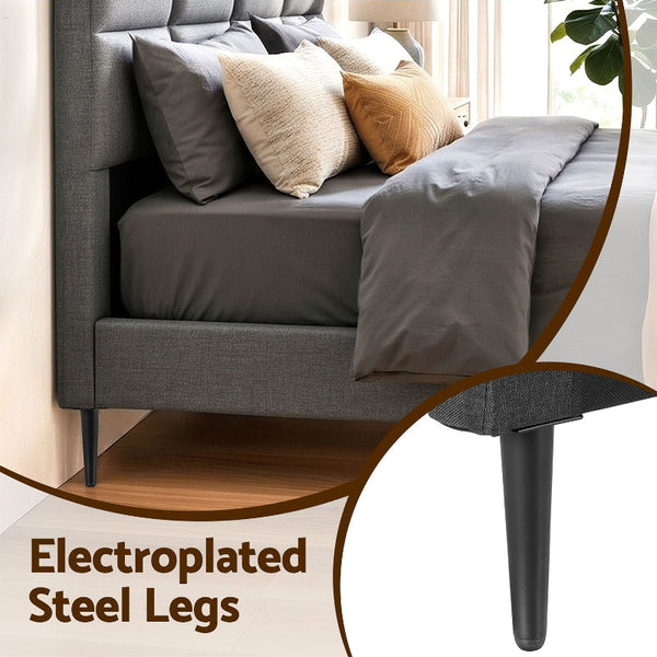 Artiss Double Bed Headboard Charcoal Linen Fabric Headboards & Footboards