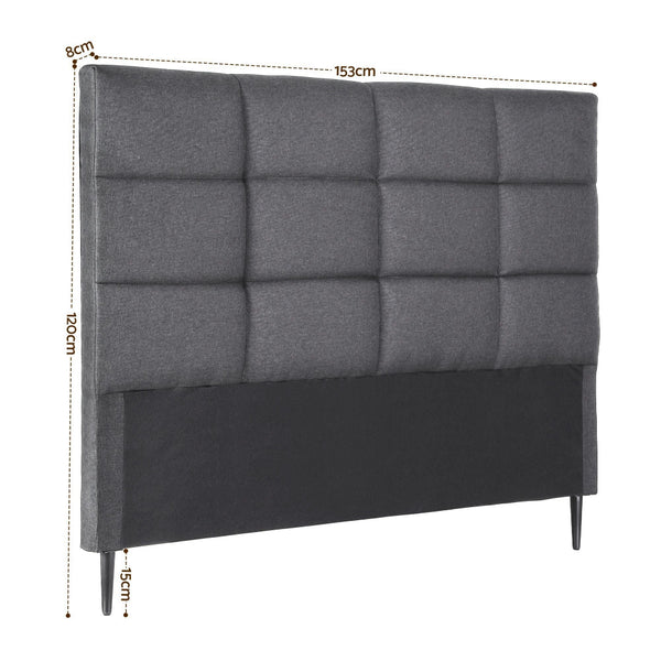 Artiss Queen Charcoal Linen Fabric Bed Headboard With Grid Tufting Headboards & Footboards