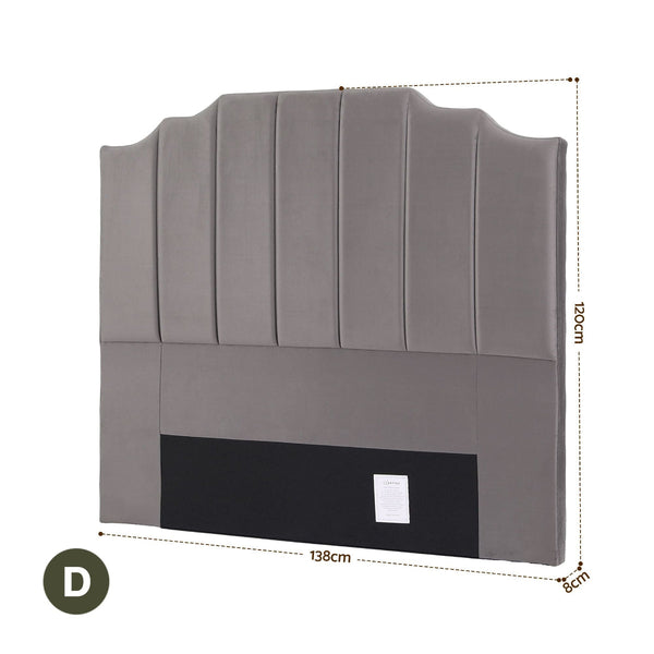 Artiss Double Velvet Bed Headboard 138Cm Grey Deco Style Headboards & Footboards