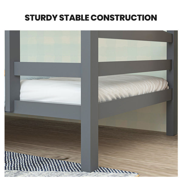 Kingston Slumber Single Bunk Bed Frame Solid Pine 2 In 1 Modular Design Converts To Beds For Kids Grey Single Bed Frames