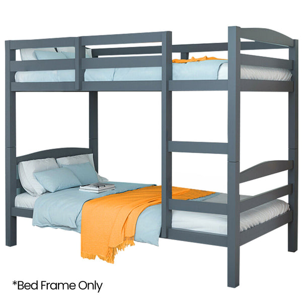 Kingston Slumber Single Bunk Bed Frame Solid Pine 2 In 1 Modular Design Converts To Beds For Kids Grey Single Bed Frames
