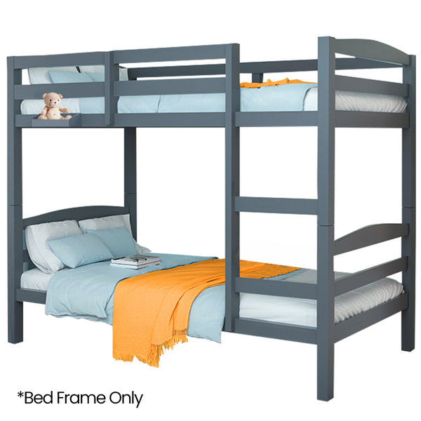 Kingston Slumber Single Bunk Bed Frame Solid Pine 2 In 1 Modular Design Converts To Beds For Kids Grey Single Bed Frames