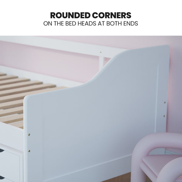 Kingston Slumber Single Sofa Bed Frame With Storage Drawers White Sofa Beds