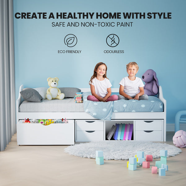 Kingston Slumber Wooden Single Sofa Bed Frame With Storage Drawers White Sofa Beds