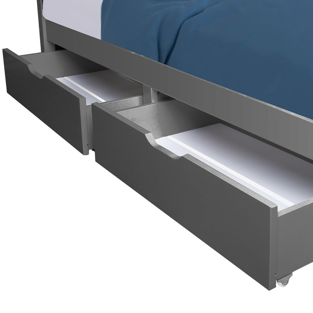 Kingston Slumber Trundle Storage Under Bunk Bed Drawers 2 Pieces Grey Single Bed Frames