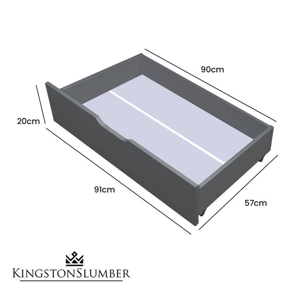 Kingston Slumber Trundle Storage Under Bunk Bed Drawers 2 Pieces Grey Single Bed Frames