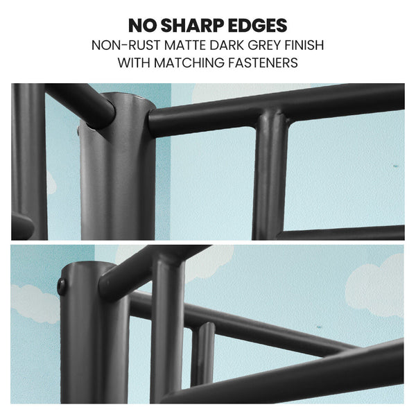 Kingston Slumber 2In1 Single Metal Bunk Bed Frame With Modular Design Dark Matte Grey Single Bed Frames