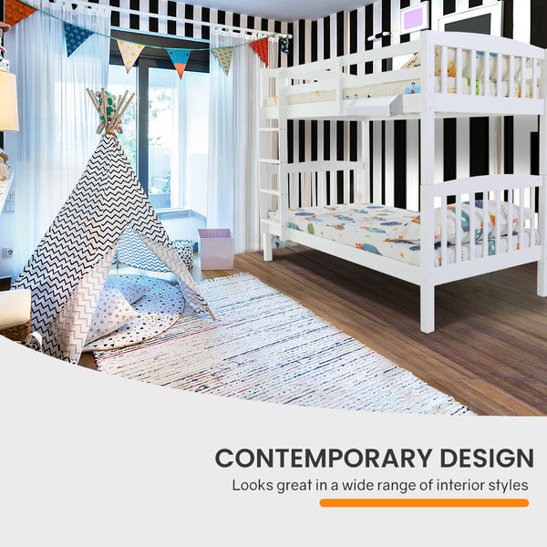 Kingston Slumber Wooden Kids Bunk Bed Frame With Modular Design That Can Convert To 2 Single White Single Bed Frames