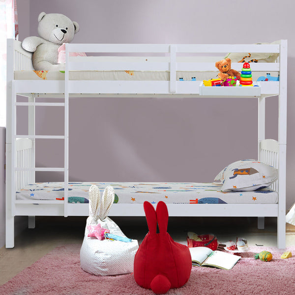 Kingston Slumber Wooden Kids Bunk Bed Frame With Modular Design That Can Convert To 2 Single White Single Bed Frames