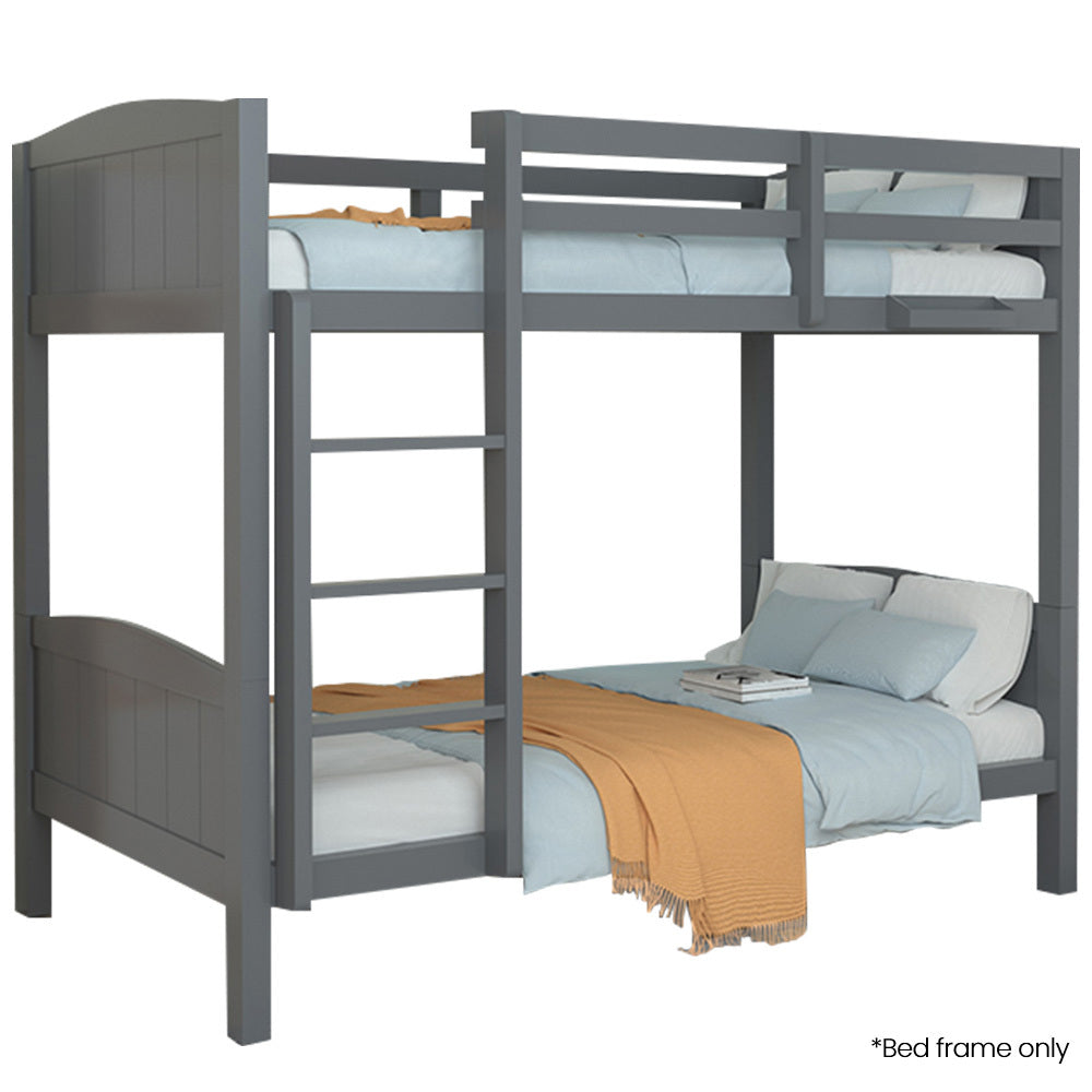 Kingston Slumber Single Bunk Bed Frame Solid Pine 2 In 1 Modular Design Convert To Beds Grey Single Bed Frames
