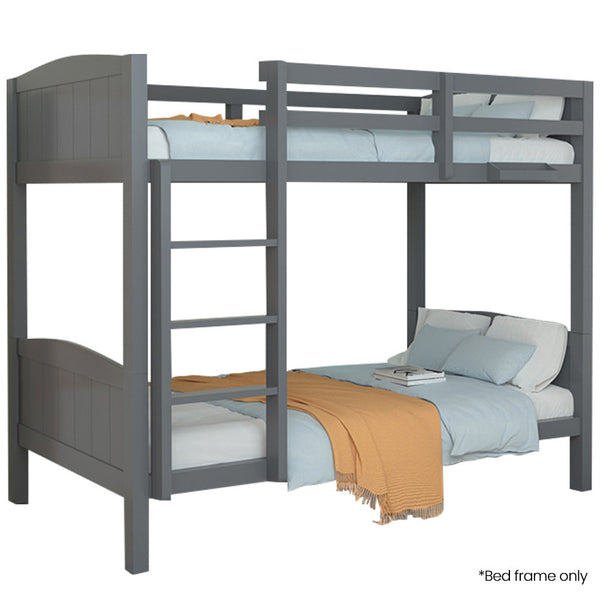 Kingston Slumber Single Bunk Bed Frame Solid Pine 2 In 1 Modular Design Convert To Beds Grey Single Bed Frames
