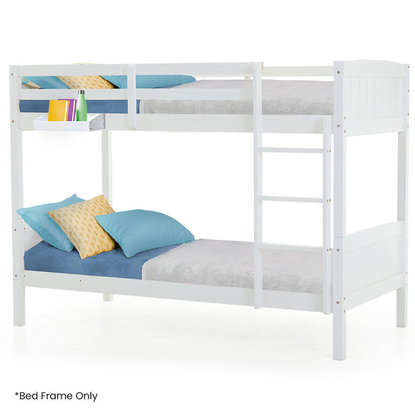 Kingston Slumber Single Bunk Bed Frame Solid Pine Wood Timber Modular Design White Single Bed Frames