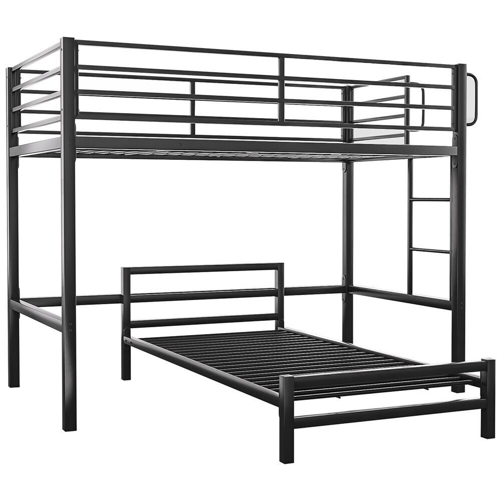 Kingston Slumber Single Loft Bed And Underbed Multifunctional Space Saving With Fixed Ladder Matte Dark Grey Single Bed Frames