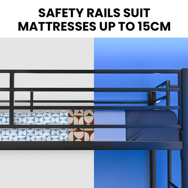 Kingston Slumber Single Loft Bed And Underbed Multifunctional Space Saving With Fixed Ladder Matte Dark Grey Single Bed Frames