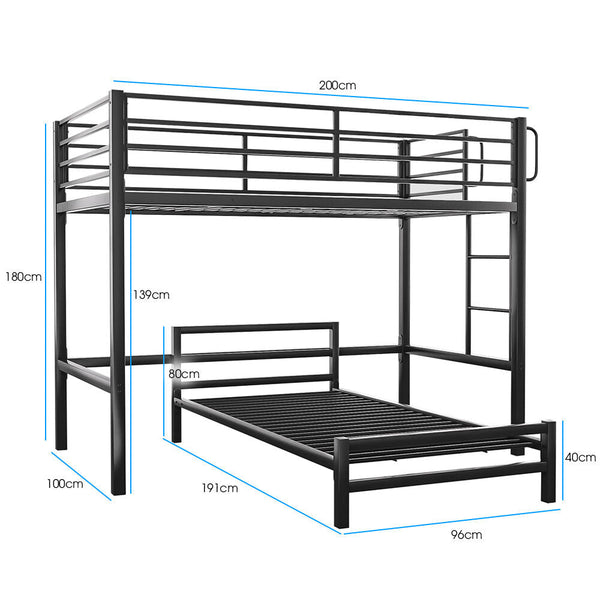 Kingston Slumber Single Loft Bed And Underbed Multifunctional Space Saving With Fixed Ladder Matte Dark Grey Single Bed Frames