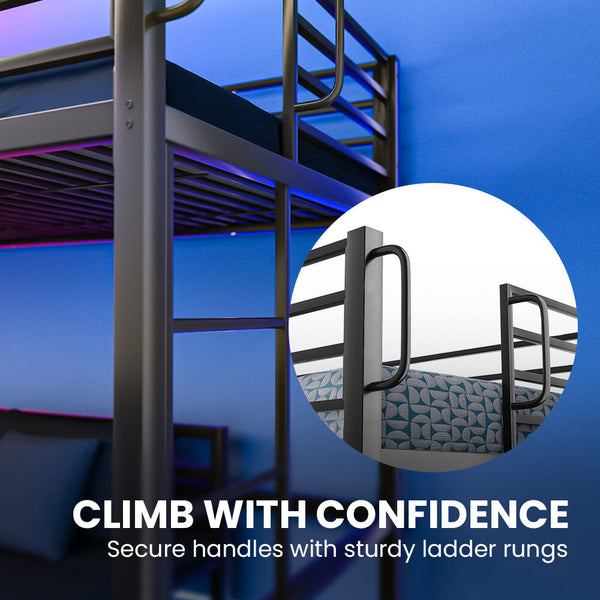 Kingston Slumber Single Loft Bed And Underbed Multifunctional Space Saving With Fixed Ladder Matte Dark Grey Single Bed Frames