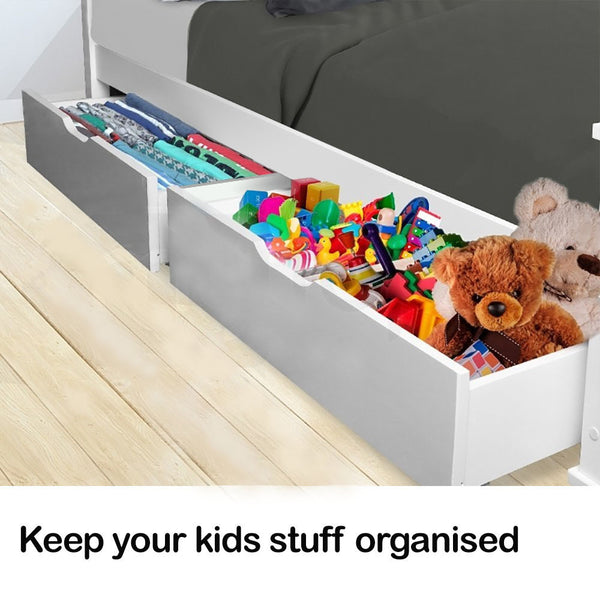 Kingston Slumber Trundle Under Bed Storage Drawers 2 Pieces White Single Bed Frames