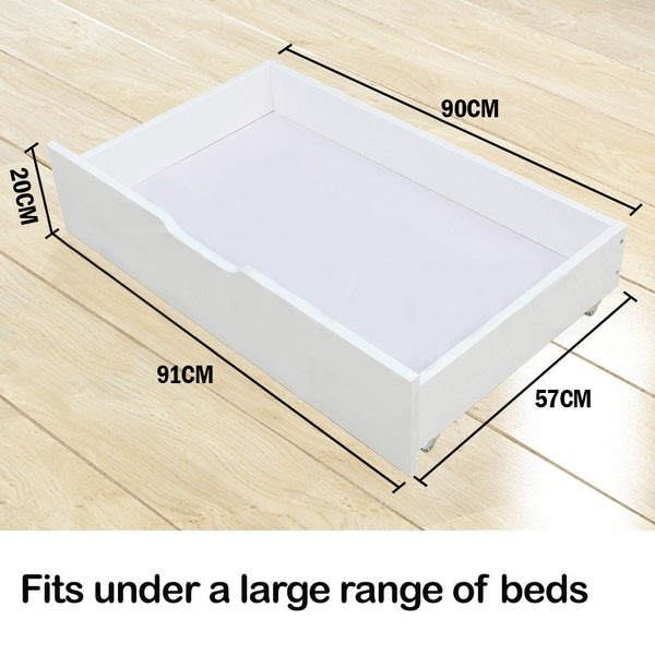 Kingston Slumber Trundle Under Bed Storage Drawers 2 Pieces White Single Bed Frames