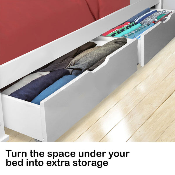 Kingston Slumber Trundle Under Bed Storage Drawers 2 Pieces White Single Bed Frames