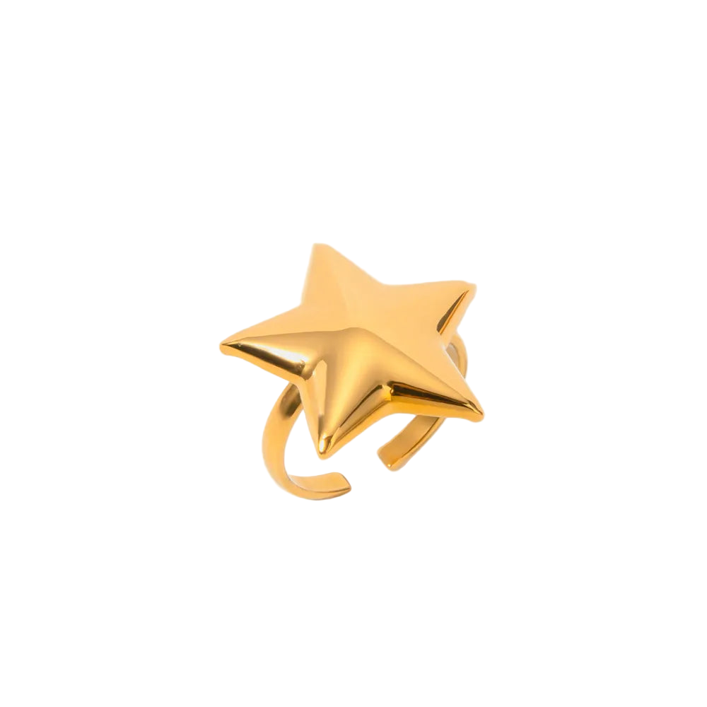 18K Gold Plated Stainless Steel Star Ring Rings